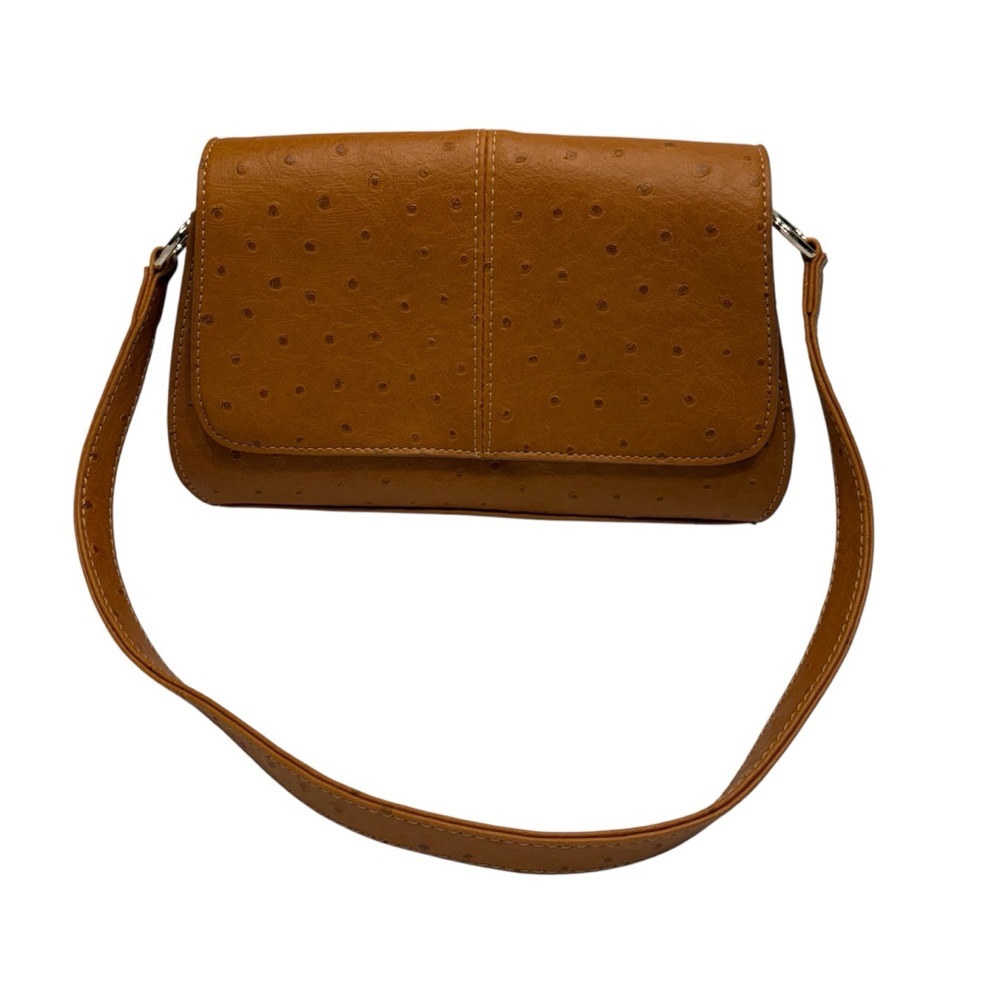 Liz Claiborne Camel Color Faux Ostrich Handbag with Small Strap